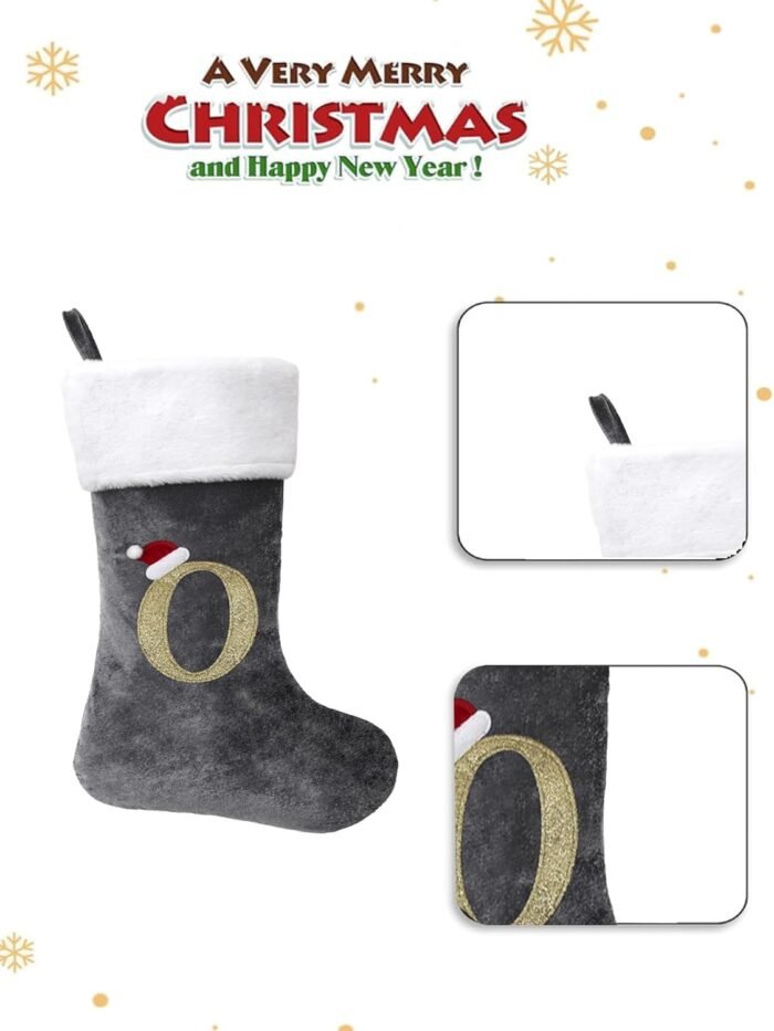 20 Inches Monogrammed Christmas Stockings with Letters,Super Soft Christmas Stockings Large Monogram Stockings Red Letter Stockings for Christmas Holiday Xmas Gift… - Image 3