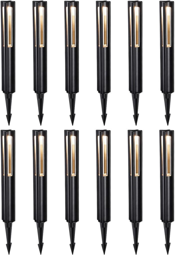 LEONLITE 12-Pack Low Voltage Landscape Lights, Unique Lighting Effects LED 172LM 3W 12-15V AC/DC, IP65, Aluminum Outdoor Driveway/Pathway Light, 3000K Warm White, Black Finish