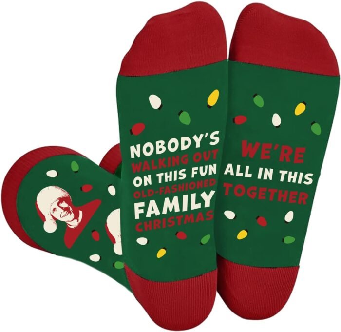 Funny Christmas Socks for Women Men, National Lampoons Christmas Vacation Costume Accessories, Winter Warm Knitted Socks