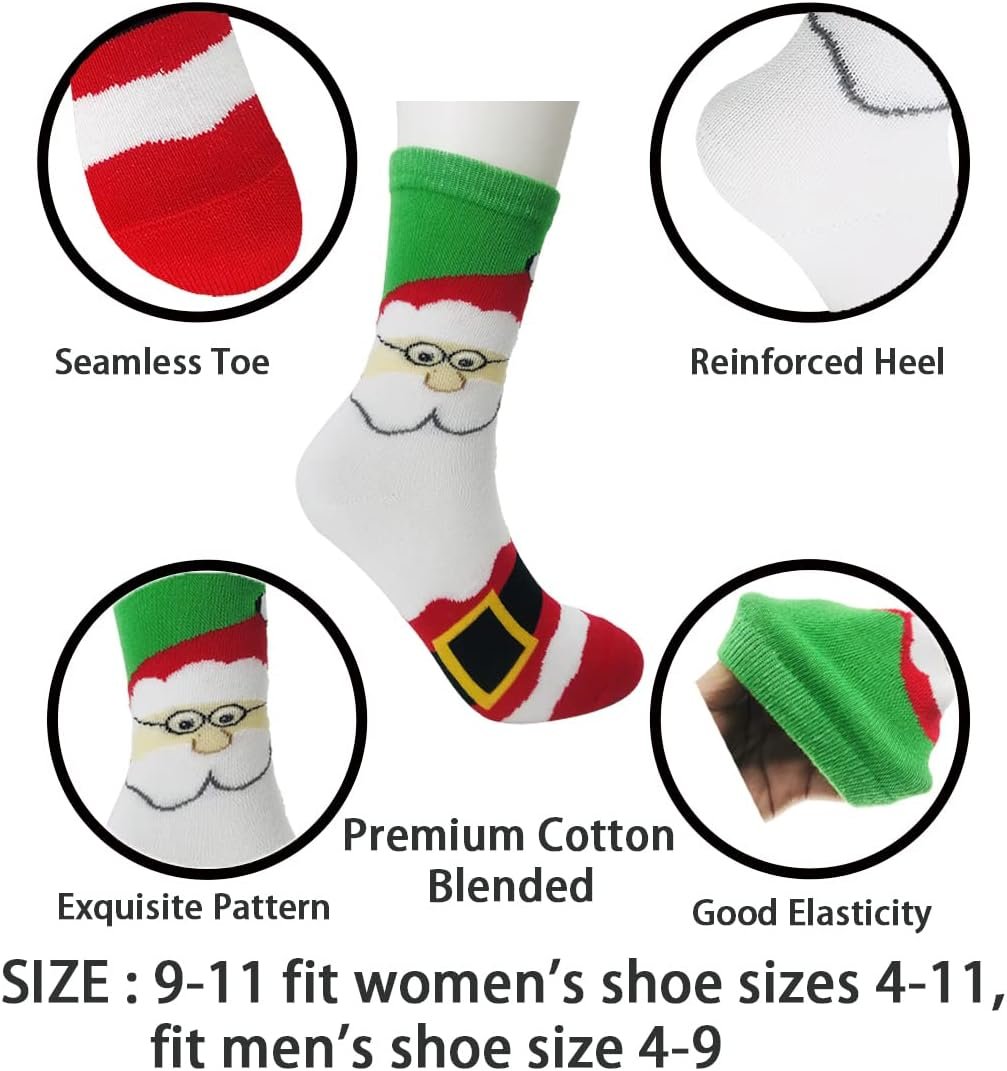 MarJunSep 15 Pairs Women's Christmas Socks Gifts for Women Adults Family Coworkers Cotton Holiday Socks Stocking Stuffers - Image 3