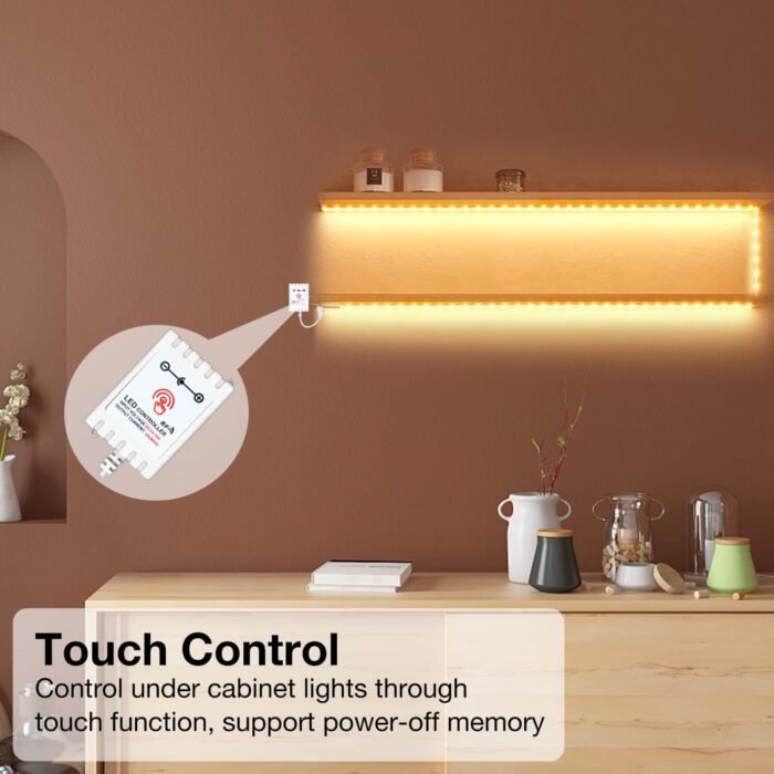 DAYBETTER Under Cabinet Lights, 6 PCS Under Cabinet Lighting with Remote, Dimmable LED Strip Lights for Bedroom, LED Lights for Kitchen Cabinet, Counter Shelf 2700K-6500K Warm to Daylight White, 9.8ft - Image 4