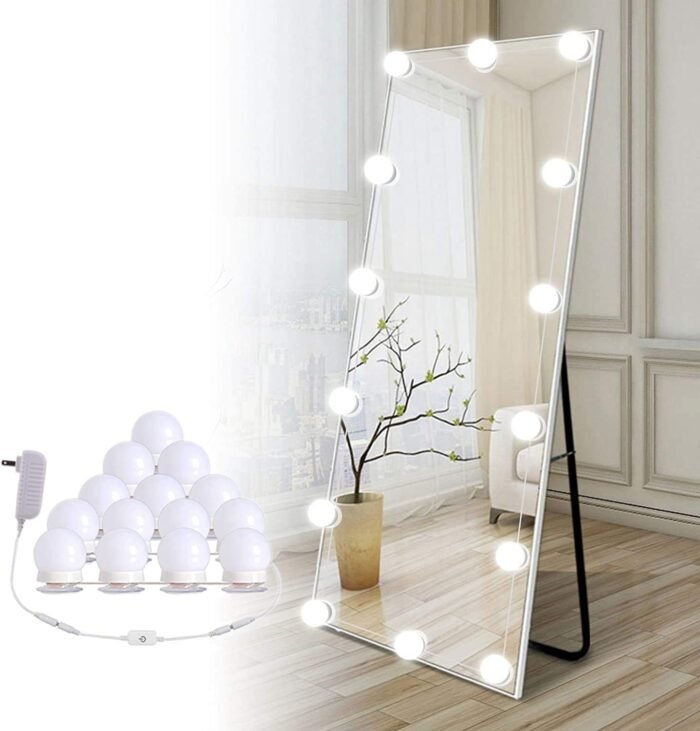 Brightown 14 Bulb Dimmable Hollywood Makeup Mirror Lights, 22Ft Adjustable Vanity Lighting Fixtures for Full Length Mirror (Mirror Not Included)