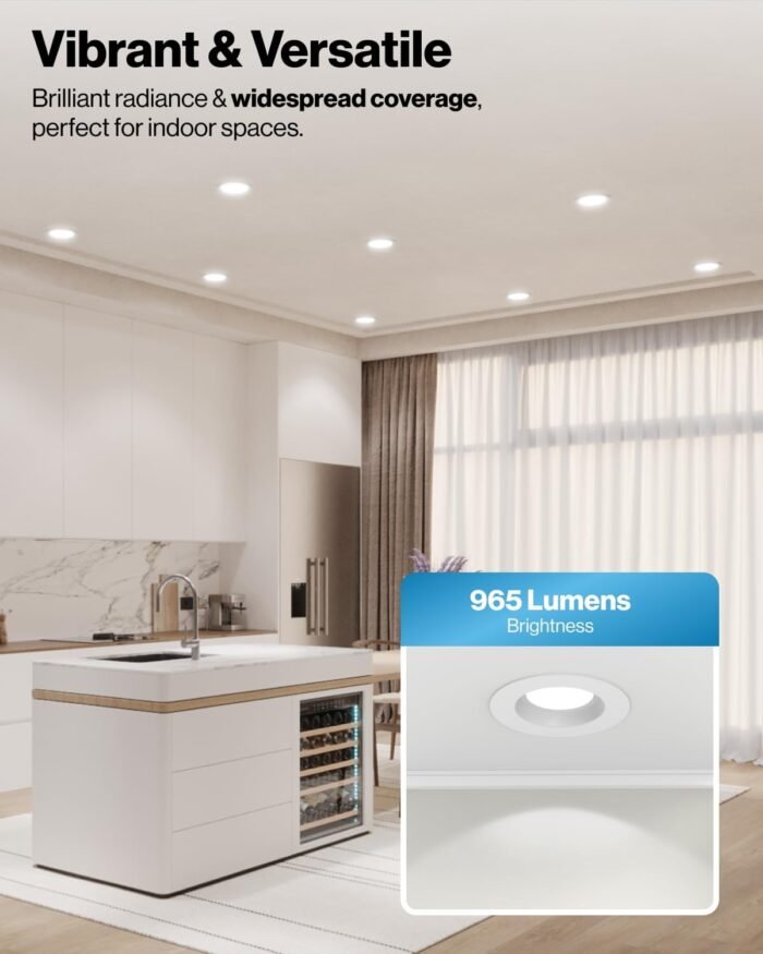 Sunco 12 Pack 5CCT Retrofit LED Recessed Lighting 6 Inch, 2700K/3000K/3500K/4000K/5000K Selectable, Dimmable Can Lights, Smooth Trim, 13W=75W, 965LM, Damp Rated, UL-Certified - Image 4