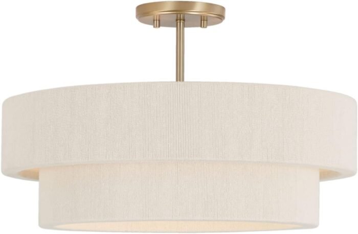 Capital Lighting 349841MA Delaney Modern Hand-Wrapped Rope Drum Pendant Ceiling Light Fixture, 4-Light 240 Total Watts, 13" H x 20" W, Matte Brass - Image 7