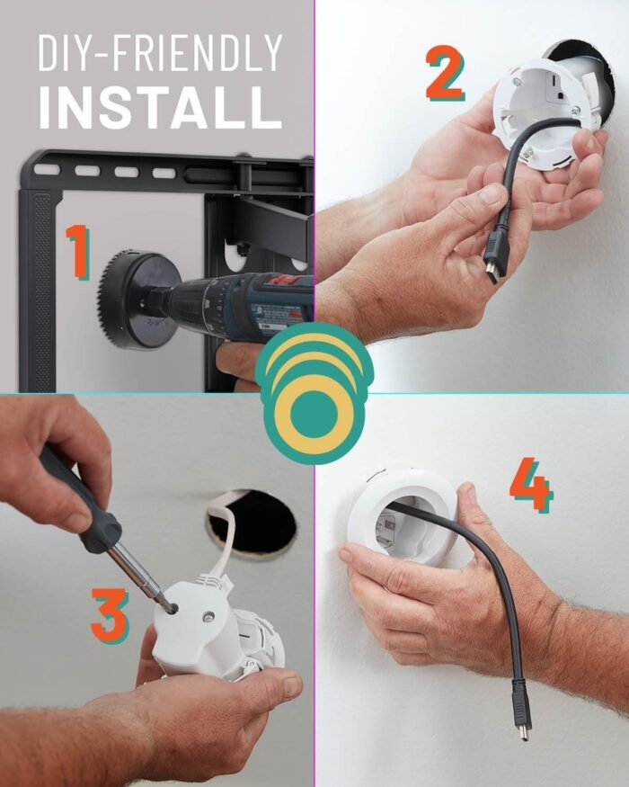 ECHOGEAR in-Wall Cable Management Kit - Includes Power & Low Voltage Cable Management - Hide TV Wires When Mounting A TV - Includes Hole Saw Drill Attachment for Easy Install - Image 9