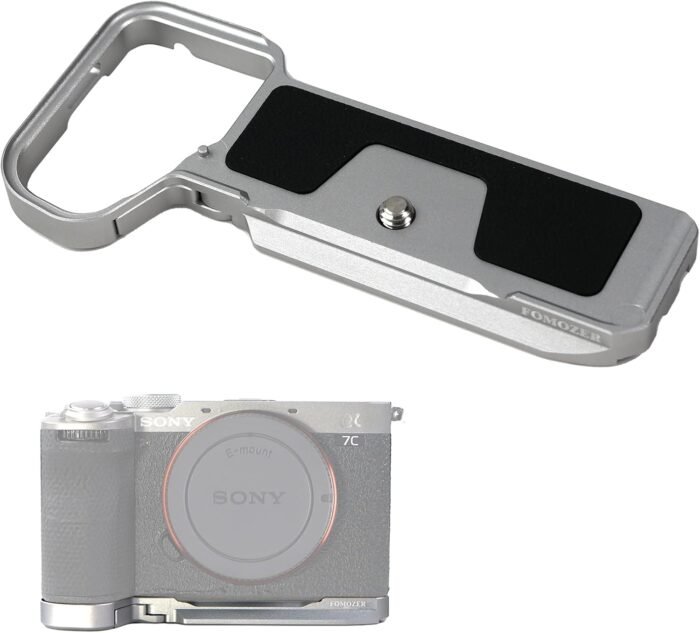 Baseplate for Sony A7C II A7CR Camera，Arca Type Quick Release Slim Bottom Mounting Plate Compatible with DJI RS2 RS3 RSC2, 1/4" Threads & Arri locating Holes，BP-01, Sliver