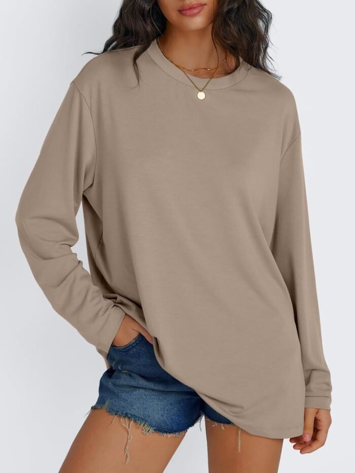 Trendy Queen Womens Oversized Long Sleeve T Shirts Basic Crewneck Tee Fall Tops Casual Workout Fashion Casual Y2K Clothes - Image 2