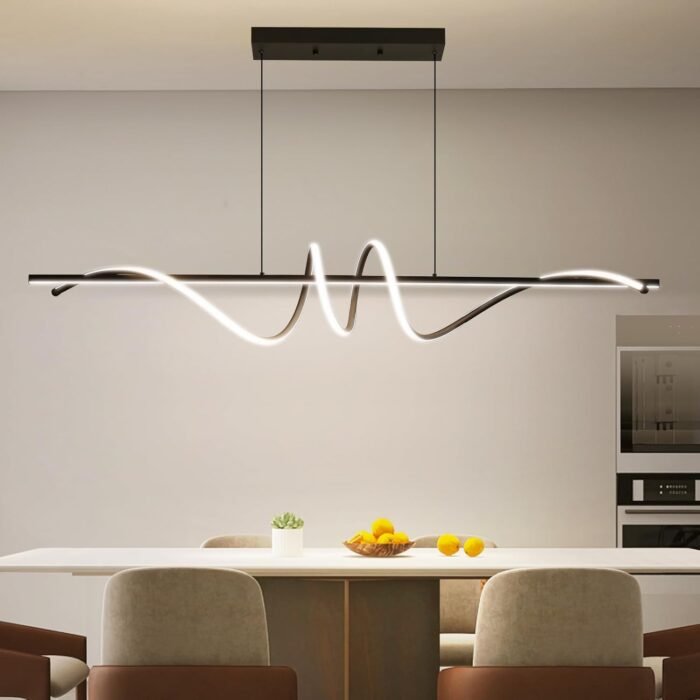 Modern LED Chandelier Light, 39IN Pendant Light Fixtures Dimmable with Remote Control 3000k-6500K Adjustable Color Temperature，Aluminum Island Lighting Lamp for Dining Room, Living Room, Island - Image 9