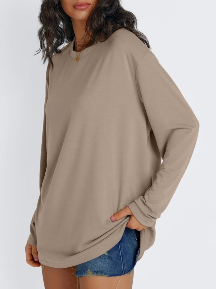 Trendy Queen Womens Oversized Long Sleeve T Shirts Basic Crewneck Tee Fall Tops Casual Workout Fashion Casual Y2K Clothes - Image 3