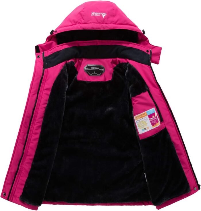 MOERDENG Women's Waterproof Ski Jacket Warm Winter Snow Coat Mountain Windbreaker Hooded Raincoat Jacket - Image 3