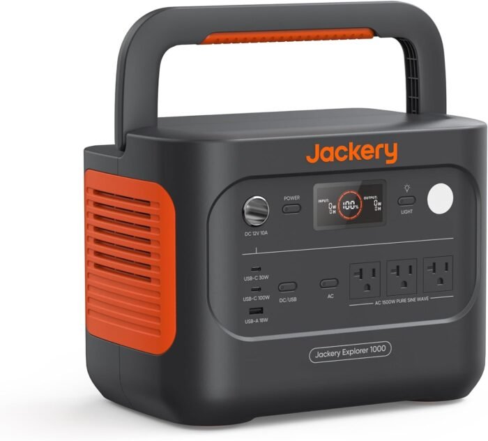 Jackery Explorer 1000 v2 Portable Power Station(2024 New),1070Wh LiFePO4 Battery,1500W AC/100W USB-C Output, 1 Hr Fast Charge, Solar Generator for Outdoor Camping,Emergency, RV, Off-grid Living