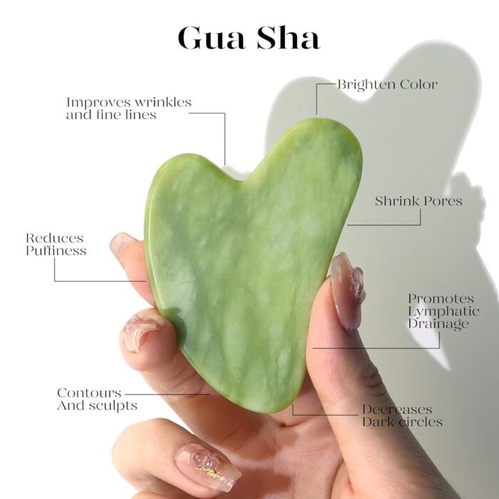 BAIMEI Jade Roller & Gua Sha, Face Roller, Facial Beauty Roller Skin Care Tools, Self Care Gift for Men Women, Massager for Face, Eyes, Neck, Relieve Fine Lines and Wrinkles - Green - Image 7
