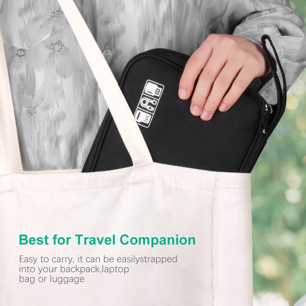 HCFGS Electronics Organizer Travel Case,Travel Cord Organizer Travel Cable Organizer Bag,Charger Organizer,Tech Organizer as Travel Accessories for Charger,Phone,Hard Drive,USB Cable-Black - Image 4