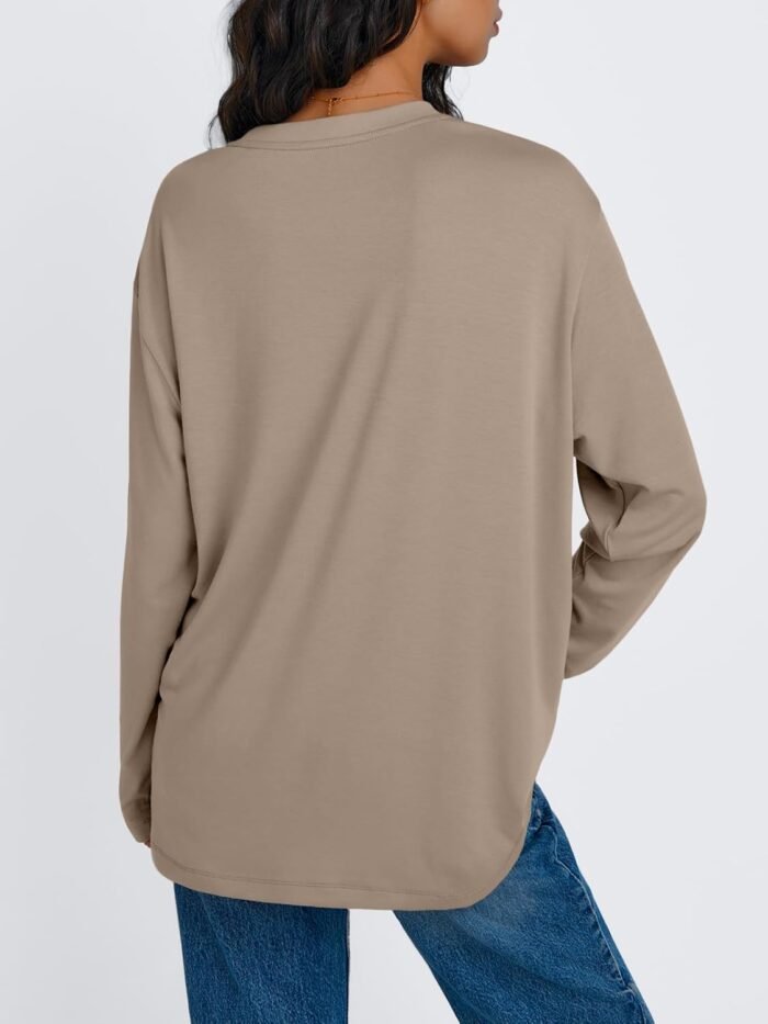 Trendy Queen Womens Oversized Long Sleeve T Shirts Basic Crewneck Tee Fall Tops Casual Workout Fashion Casual Y2K Clothes - Image 4