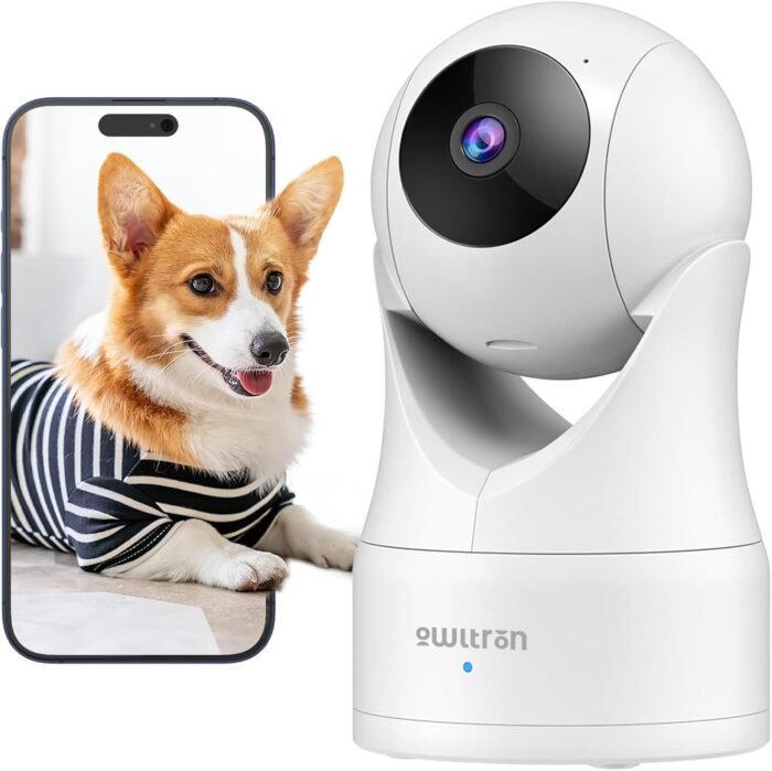 owltron Indoor Security Camera 2K, 360° Cameras for Home Security with Motion Detection, 2.4G WiFi Camera for Baby/Nanny/Pet Camera with Night Vision, Siren Alarm & 2-Way Audio, Compatible with Alexa