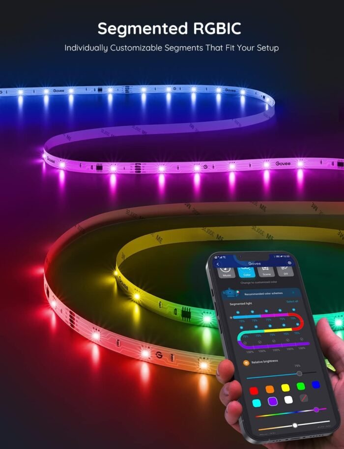 Govee RGBIC LED Strip Lights, Smart LED Lights for Bedroom, Bluetooth LED Lights APP Control, DIY Multiple Colors on One Line, Color Changing LED Strip Lighting Music Sync, Christmas Decor, 16.4ft - Image 9