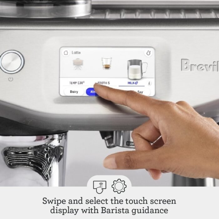 Breville the Barista Touch Impress Espresso Machine with Grinder & Milk Frother, Espresso Maker with Assisted Tamping, Cappuccino & Latte Machine for Home, BES881BSS, Brushed Stainless Steel - Image 4