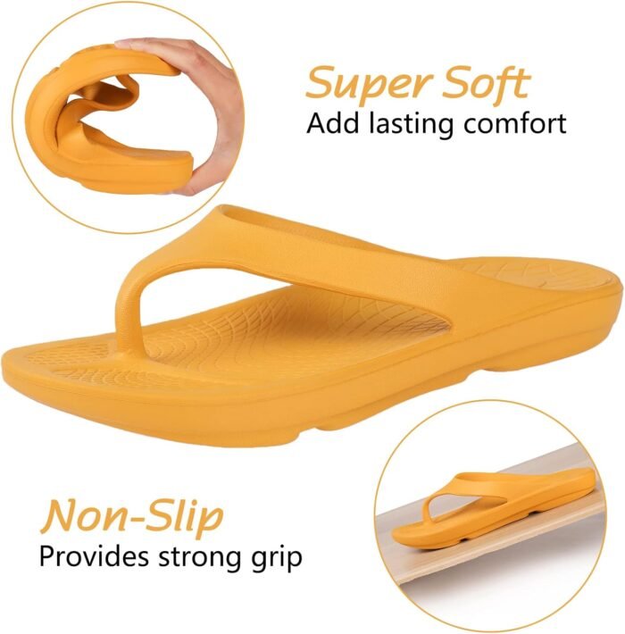 Wishcotton Women's Flip Flop Sandals Lightweight Thong Sandals Recovery Footwear, Ladies Soft Waterproof Beach Sandals, Anti Slip Shower Slides Slippers - Image 3