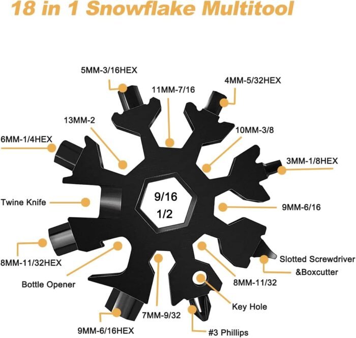 Stocking Stuffers for Adults Men, 2 Pack 18 in 1 Snowflake Multitool, Christmas Gifts for Men, White Elephant Gifts for Adults, Gifts for Men Who Have Everything,Tool Gift for Him Women Husband Boys - Image 3