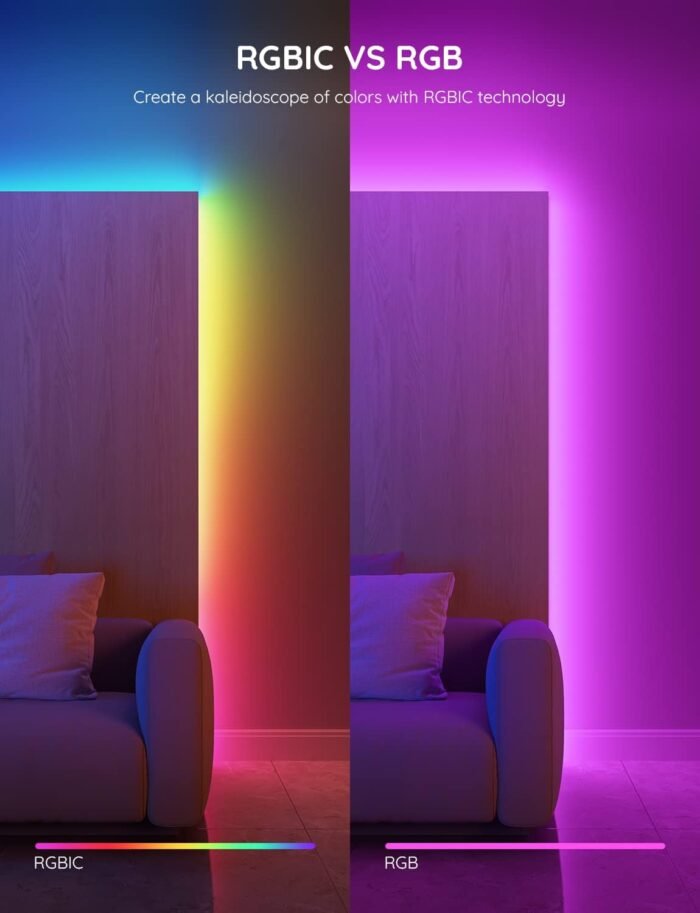 Govee RGBIC LED Strip Lights, Smart LED Lights for Bedroom, Bluetooth LED Lights APP Control, DIY Multiple Colors on One Line, Color Changing LED Strip Lighting Music Sync, Christmas Decor, 16.4ft - Image 4