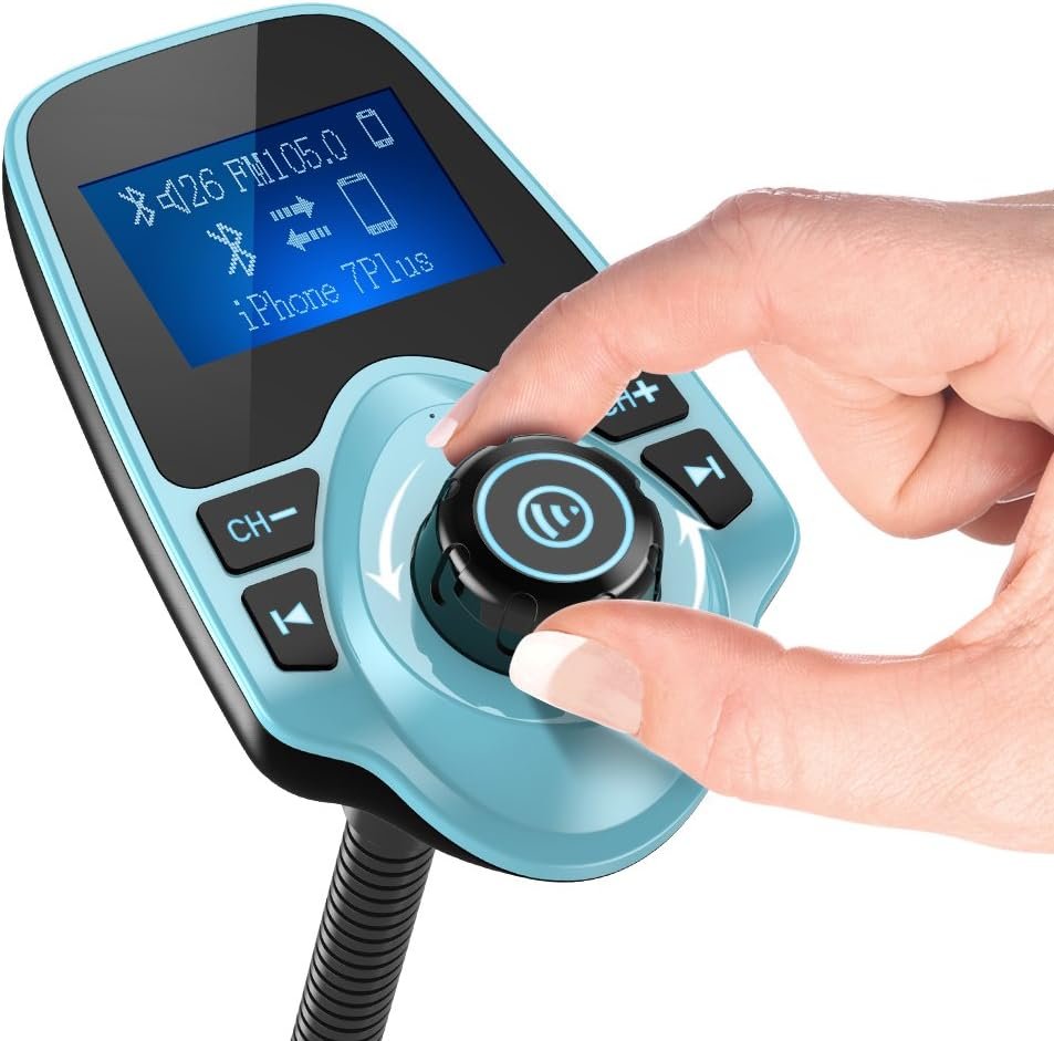 Nulaxy Bluetooth Car FM Transmitter Audio Adapter Receiver Wireless Hands-Free Car Kit W 1.44 Inch Display (F-Green) - Image 2