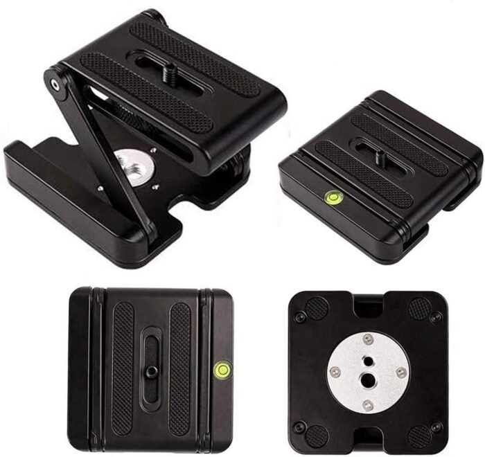 Universal Quick Release Plate, Z Flex Tilt Tripod Head, Aluminum Folding Tilt Head Camera Bracket Tripod Ball Head with Spirit Level for Nikon DSLR Camera - Image 5