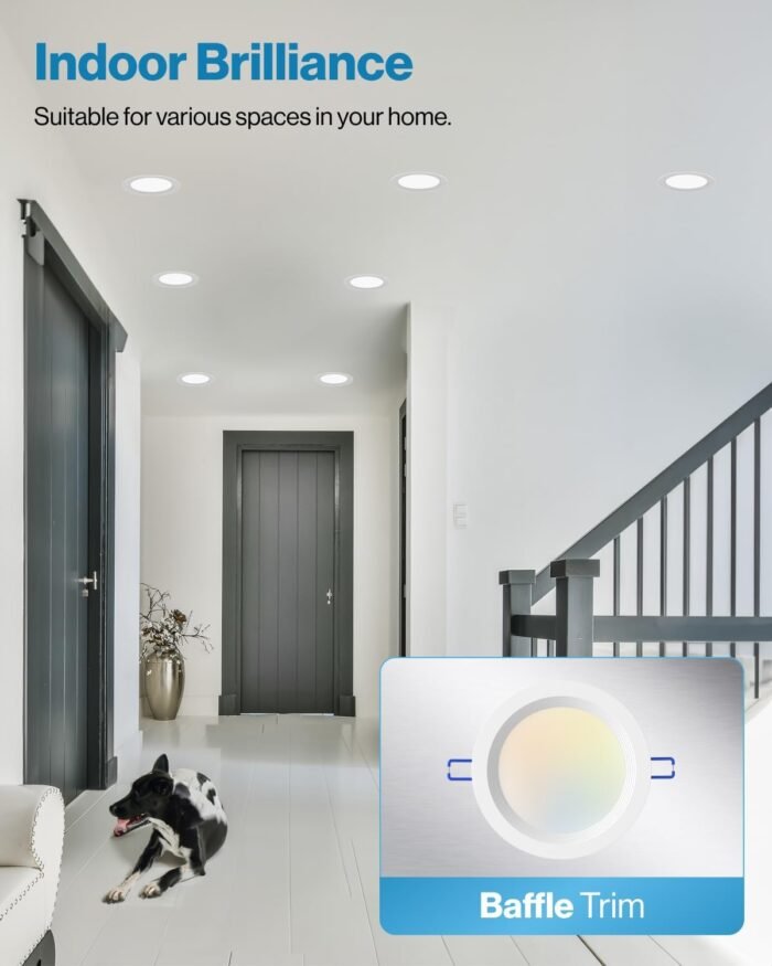 Sunco 12 Pack 6 Inch Ultra Thin LED Recessed Ceiling Lights, Baffle Trim, Selectable CCT 2700K/3000K/3500K/4000K/5000K Dimmable 14W, Wafer Thin, Canless with Junction Box - Image 2