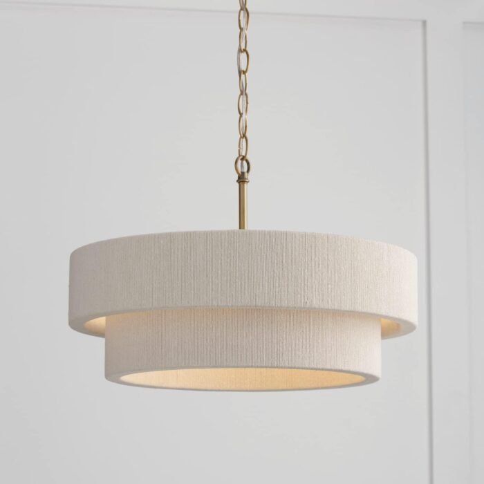 Capital Lighting 349841MA Delaney Modern Hand-Wrapped Rope Drum Pendant Ceiling Light Fixture, 4-Light 240 Total Watts, 13" H x 20" W, Matte Brass - Image 4
