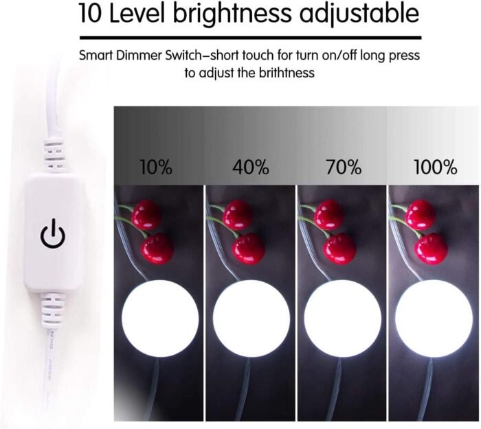 Brightown 14 Bulb Dimmable Hollywood Makeup Mirror Lights, 22Ft Adjustable Vanity Lighting Fixtures for Full Length Mirror (Mirror Not Included) - Image 3
