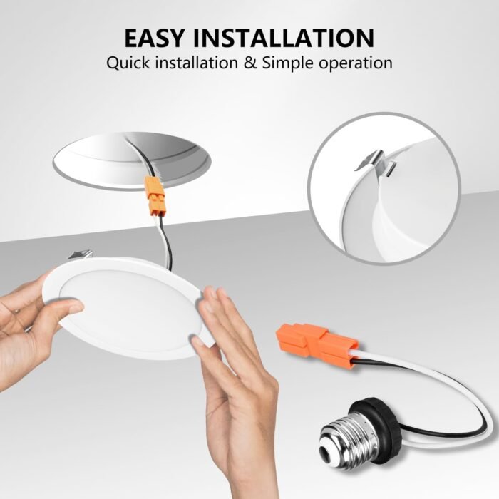 LVWIT LED Recessed Light 4inch, Can Lighting Color Selectable 2700/3000/4000/5000/6000K 5CCT, 7W(85W Equivalent) Dimmable Downlight with E26 Conversion Kit, Retro Fit Ceiling Light Fixtures, 12 Pack - Image 5