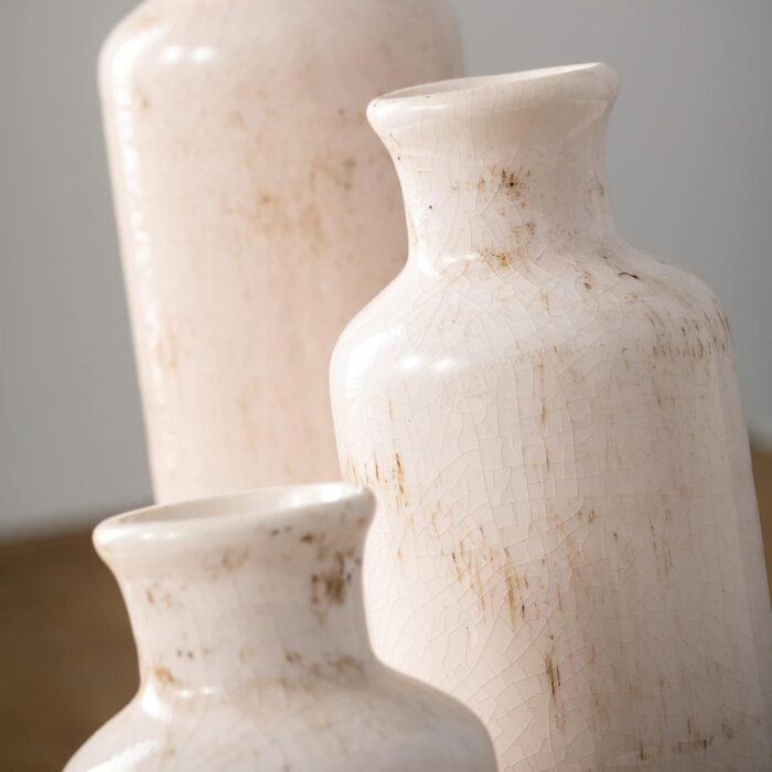 Sullivans White Ceramic Vase Set, Farmhouse Decor, Home Decorative Vase, Vases For Your Kitchen, Bedroom, Office, Living Room, Bathroom, & Shelf Centerpiece Table Decorations (CM2333) - Image 5