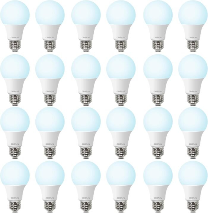 LED Light Bulbs Daylight 5000K, E26 Light Bulb 60W Equivalent, 800LM 8.5 Watt, Non-Dimmable A19 Light Bulbs with E26 Medium Base, 24 Pack