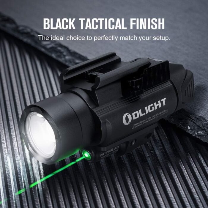 OLIGHT Baldr Pro 1350 Lumens Tactical Weaponlight with Green Light and White LED, 260 Meters Beam Distance Compatible with 1913 or GL Rail, Batteries Included(Black) - Image 9