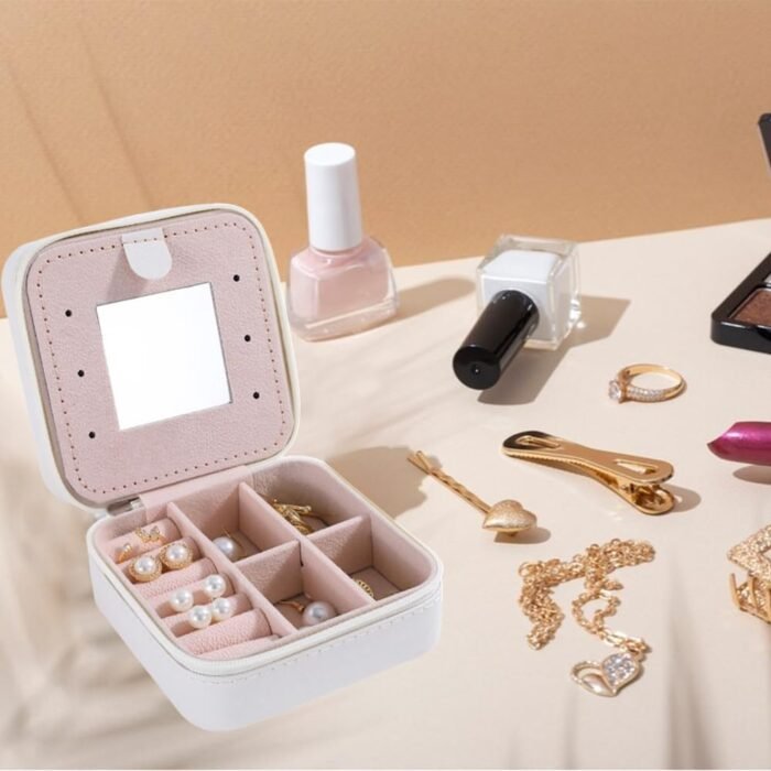 Travel Jewelry Organizer, White Mini Travel Jewelry Case Bridesmaid Gifts, Jewelry Box Personalized Gifts for Women, Ring Earring Jewelry Holder Birthday Gifts for Girls, Initial D (White, D) - Image 6