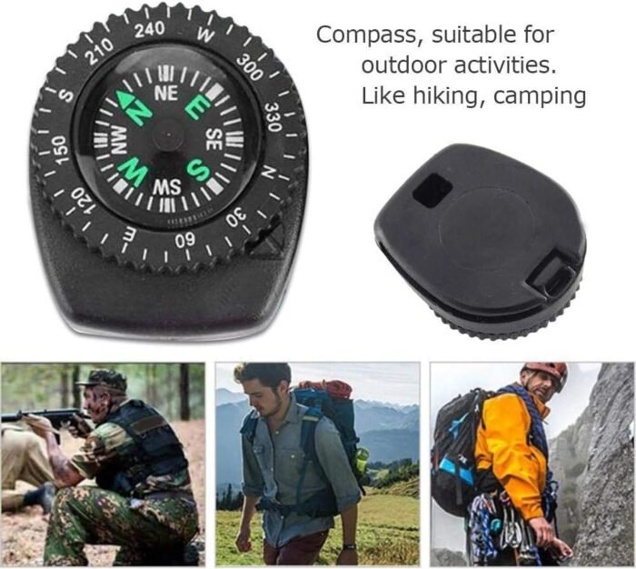 Black Button Compass Mini Survival Compass Compass for Hiking Oil Filled Compass Mini Pocket Compass for Camping, Hiking, Boating Electronics and Gadgets - Image 4