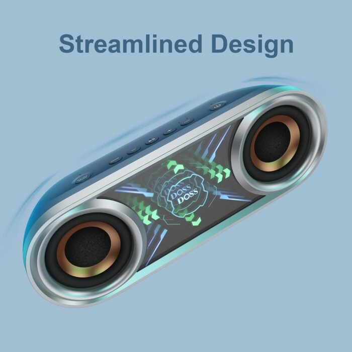 DOSS SoundBox Pro+ P400 Bluetooth Speaker, 50W Stereo Sound with Extra Bass, 26H Playtime, Cool Phantom Mirror Lights, IPX5 Waterproof Speaker for Outdoor, Home, Party, and Electronic Gadgets-Blue - Image 2