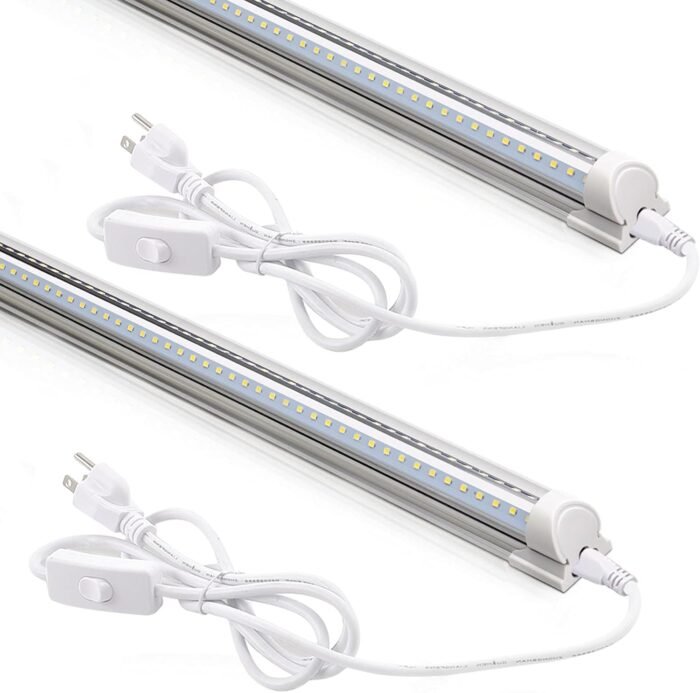 Barrina LED Shop Light 2ft, 20W 3000LM 5000K, T8 LED Light Fixture, Clear Cover, Ceiling and Utility Shop Light, Linkable Tube Lights, Shop Lights for Room, Garage, Workbench, Warehouse, 2-Pack
