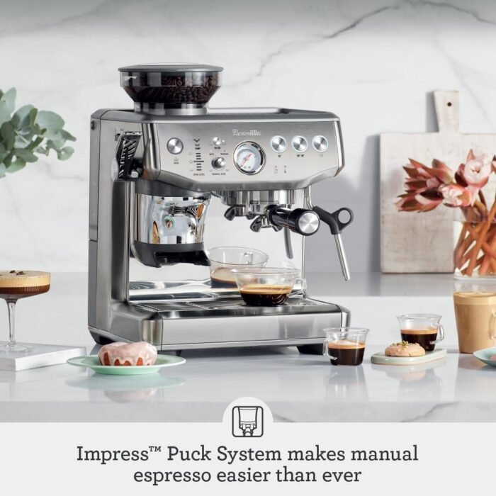Breville the Barista Express Impress Espresso Machine with Grinder & Milk Frother, Espresso Maker with Assisted Tamping, Cappuccino & Latte Machine for Home, BES876BSS, Brushed Stainless Steel - Image 2