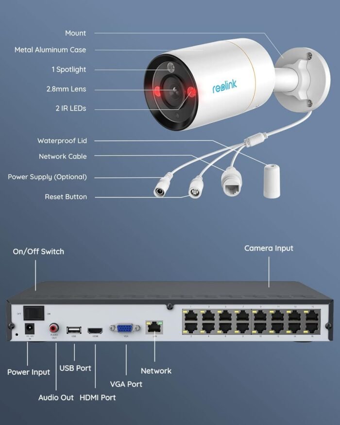REOLINK 12MP Security Camera System Commercial, 8pcs H.265 12MP PoE Security Cameras Wired Outdoor, Person Vehicle Pet Detection, Spotlight Color Night Vision, 16CH NVR 4TB HDD, RLK16-1200B8-A - Image 8