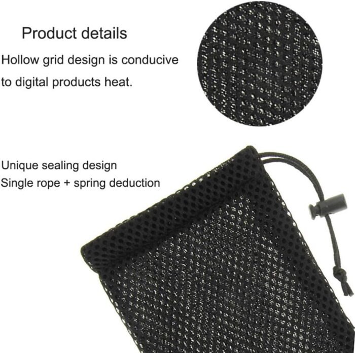 Xiaokeis Nylon Mesh Drawstring Pouch Bag for Mobile Phone and Electronic Gadgets, Storage Bag, Drawstring Carrying Case Cover Holder Protective Nylon Phone Pouch(Black,SIZE:5.5 Inch) - Image 5