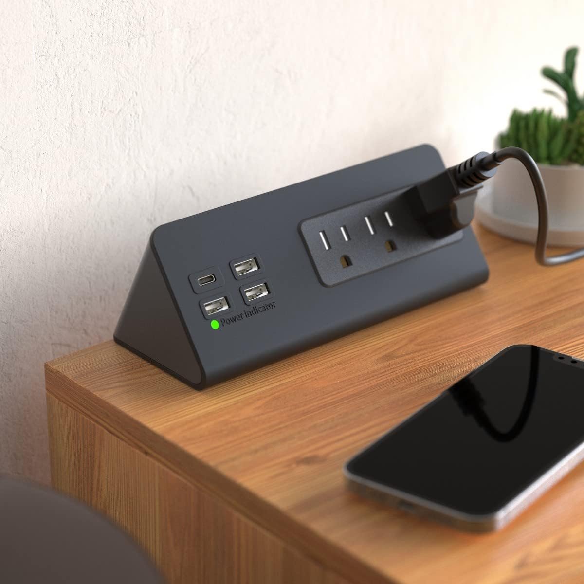 Nightstand Edge Mount Power Strip with USB-C Ports Tabletop Surge Protector Desk Clamp Power Sockets with 3 AC Outlets &4 Fast Charging USB Ports for Home Office Hotel and Dormitory - Image 6