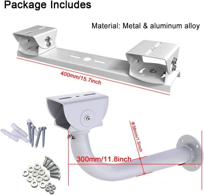 Security Camera Mount Holder Double Surveillance Camera L Type Metal Steel One to 2 Horizontal Cross Bar Dual Camera Mount Bracket Extension Bar Horizontal Arm L Shape Wall Mounting 2 Base Bracket - Image 2