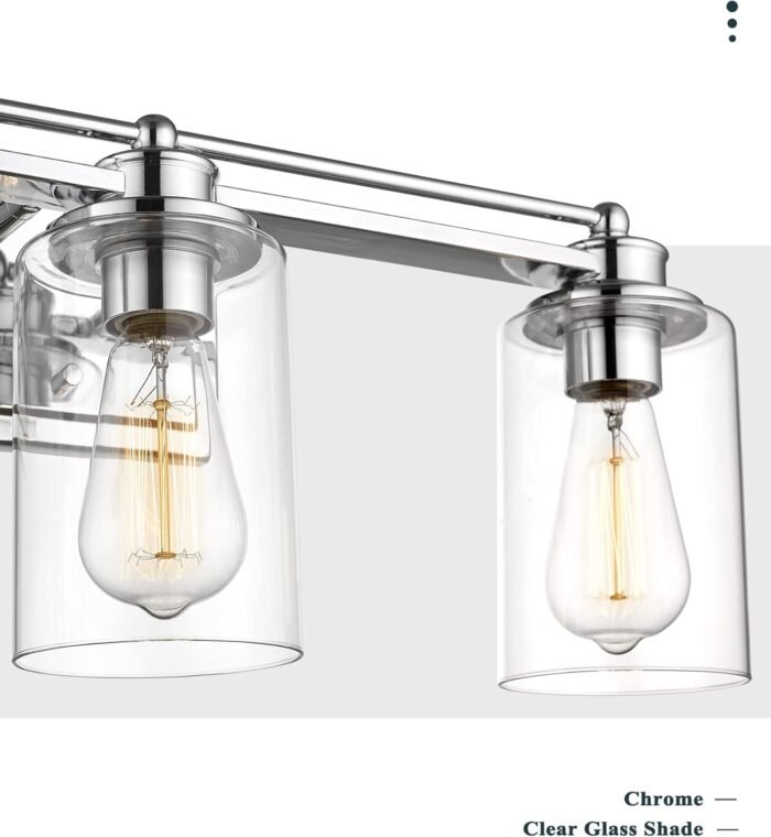 Bathroom Vanity Light Fixtures, HWH Modern Wall Sconce Lighting Over Mirror, 3-Light Vanity Wall Lamp in Chrome, 5HLT63B-3W CH - Image 2