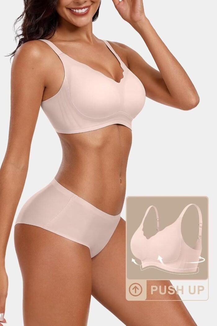 Vertvie Women's Seamless Bras No Underwire Scalloped Push Up Bras Soft Wireless Comfort Bralettes Full Coverage Everyday Bra - Image 2