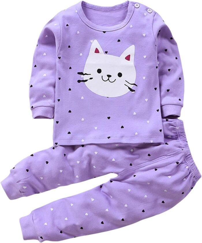 Toddler Girls Baby Girls Long Sleeved Cat Print Tops and Pants Toddler Clothes Outfits&Sets Cute Baby Girls Sets