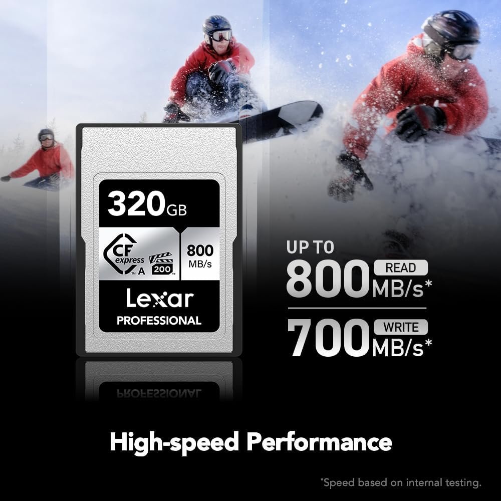 Lexar 320GB Professional CFexpress Type A SILVER Series Memory Card, Compatible with Sony Cameras w/ Type A Card Slot, Up to 800/700 MB/s Read/Write, 8K Video, VPG 200 (LCAEXSL320G-RNENG) - Image 4