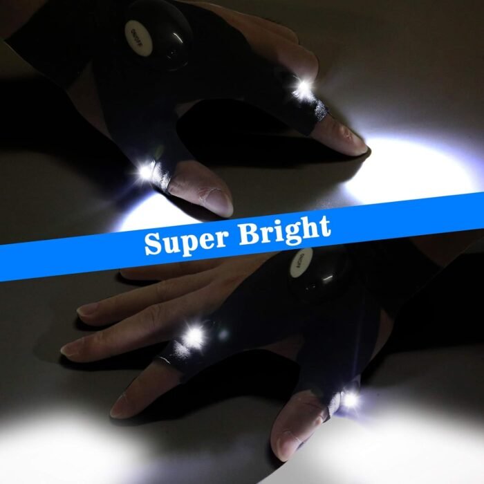 LED Flashlight Gloves, Stocking Stuffers Gifts for Men Dad Him, Christmas White Elephant Gifts for Adults Men Boyfriend Cool Gadget Waterproof Light for Camping Fishing Repairing - Image 4
