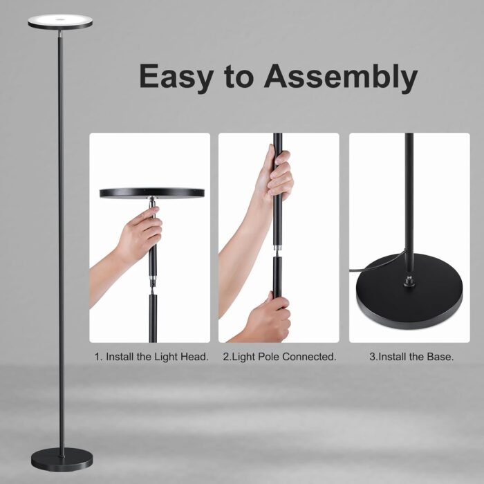 SUNMORY Floor Lamps for Living Room, 32W/3000LM Super Bright LED Floor Lamp with Remote Control, 69" Tall Standing Lamp with Stepless Dimmable, Modern Torchiere Corner Lamp for Bedroom, Office - Image 7