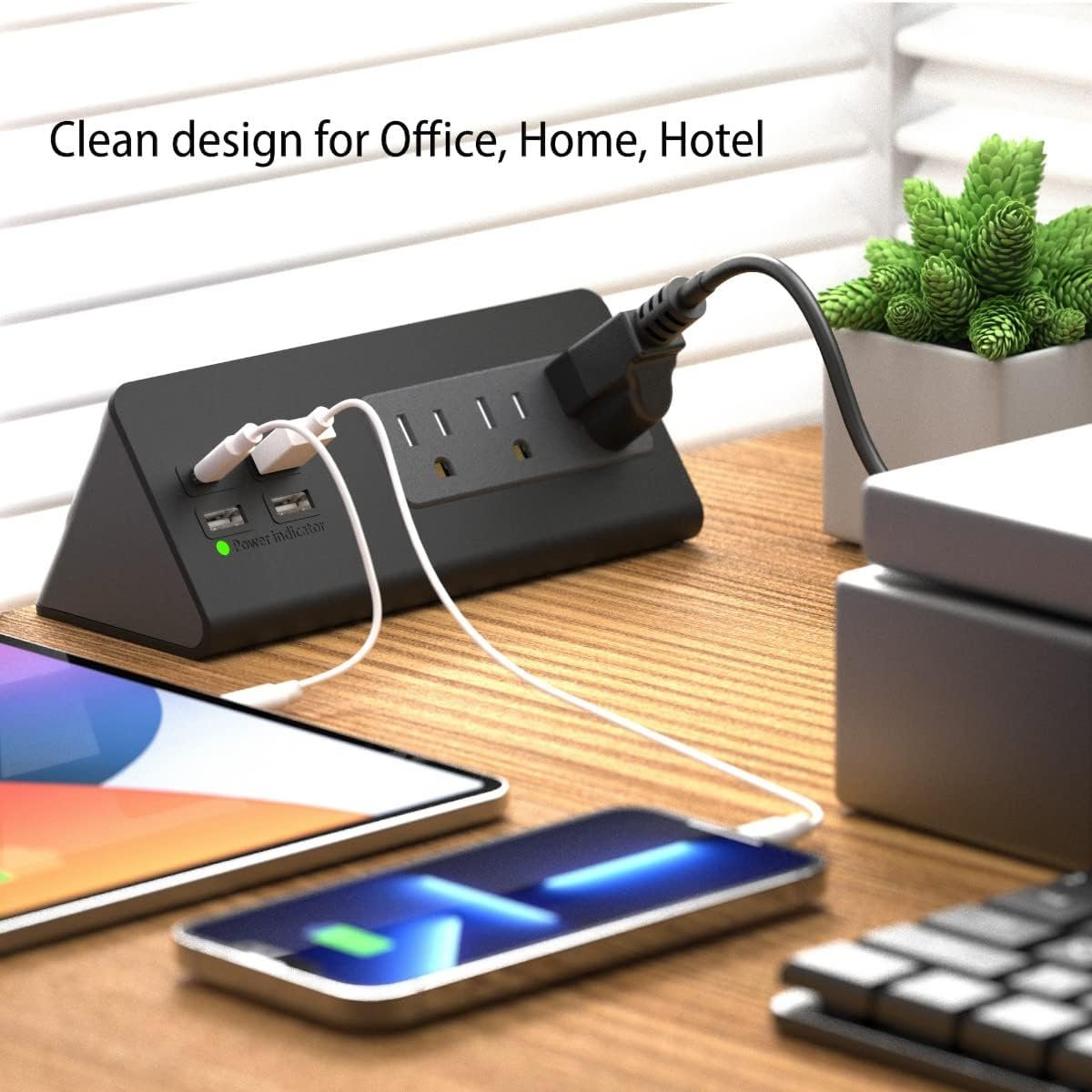 Nightstand Edge Mount Power Strip with USB-C Ports Tabletop Surge Protector Desk Clamp Power Sockets with 3 AC Outlets &4 Fast Charging USB Ports for Home Office Hotel and Dormitory - Image 3