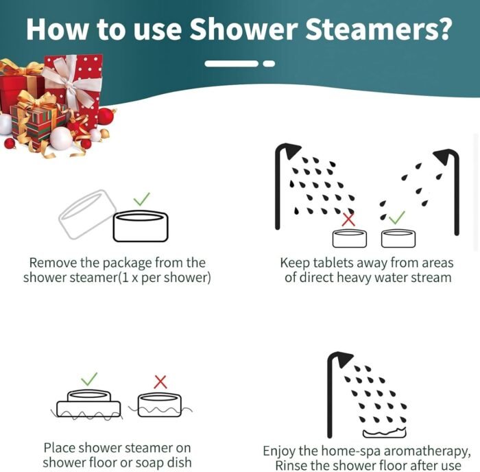 Shower Steamers Aromatherapy-Christmas Gift Stocking Stuffer for Women Men, 8 Pack Gifts for Women, Shower Bombs with Natural Essential Oil Christmas Stocking Stuffer - Image 6